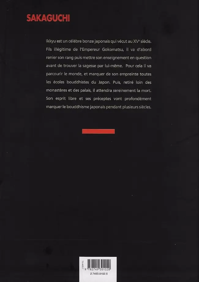 Verso de l'album Ikkyu Vents d'Ouest Tome 2