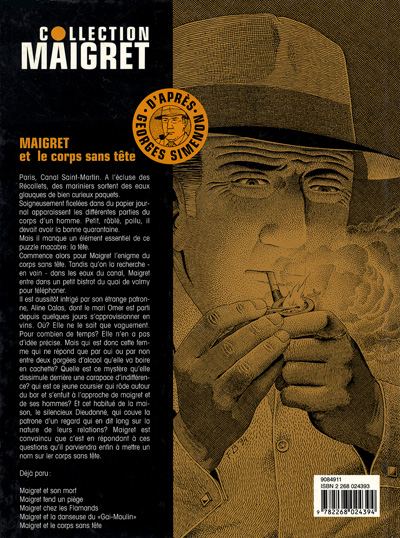 Verso de l'album Maigret Tome 5 Maigret et le corps sans tête