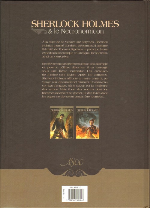Verso de l'album Sherlock Holmes & le Necronomicon Tome 1 L'Ennemi intérieur