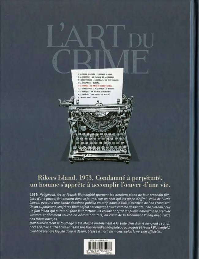Verso de l'album L'Art du crime Tome 5 Le rêve de Curtis Lowell