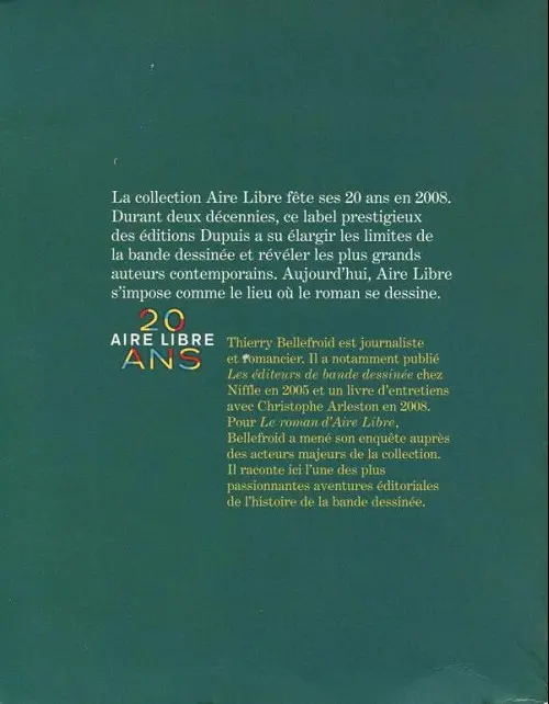 Verso de l'album Aire Libre Le roman d'Aire Libre