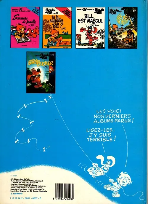 Verso de l'album Boule & Bill Tome 8 Papa, Maman, Boule... ...et Moi ! et Nous !