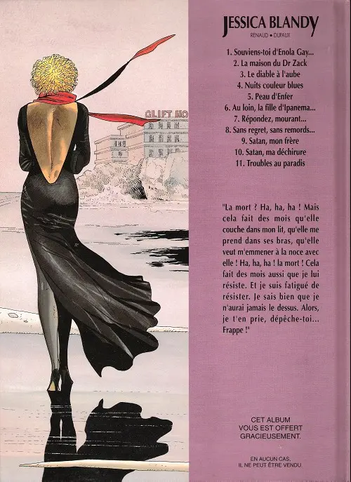 Verso de l'album Jessica Blandy Tome 1 Souviens-toi d'Enola Gay...