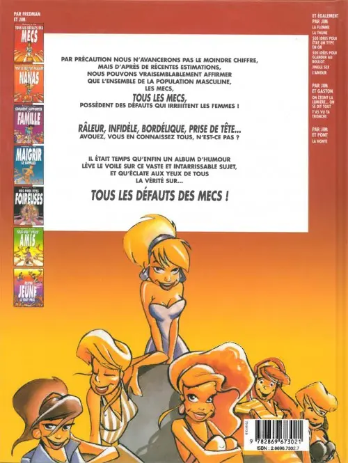 Verso de l'album Jim et ses copains Tome 1 Tous les défauts des mecs