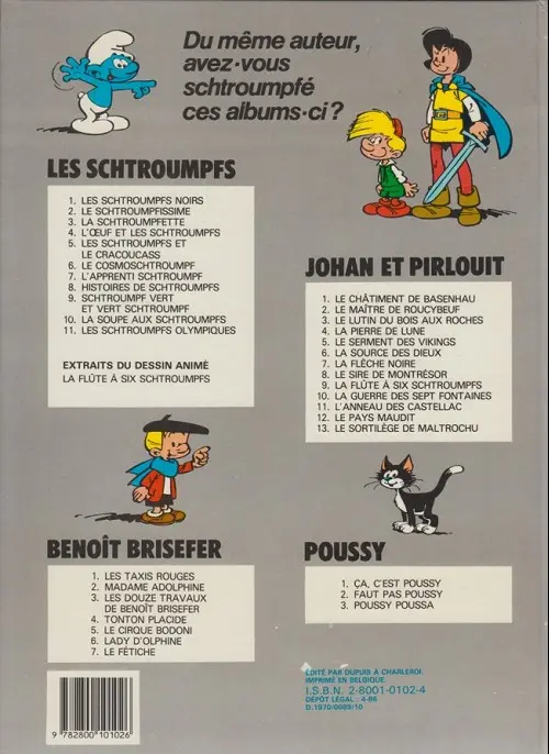Verso de l'album Johan et Pirlouit Tome 8 Le sire de Montrésor