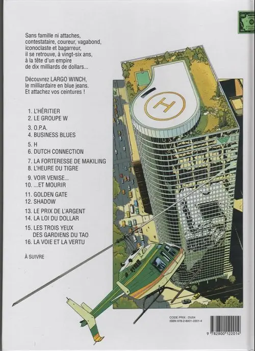 Verso de l'album Largo Winch Tome 6 Dutch connection