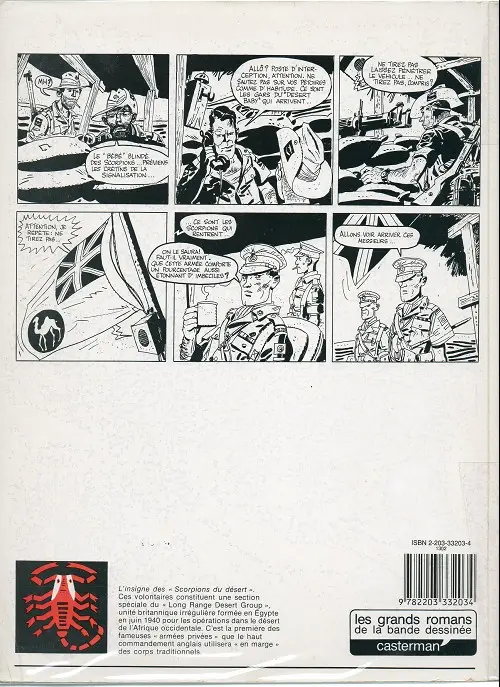 Verso de l'album Les Scorpions du Désert Tome 1