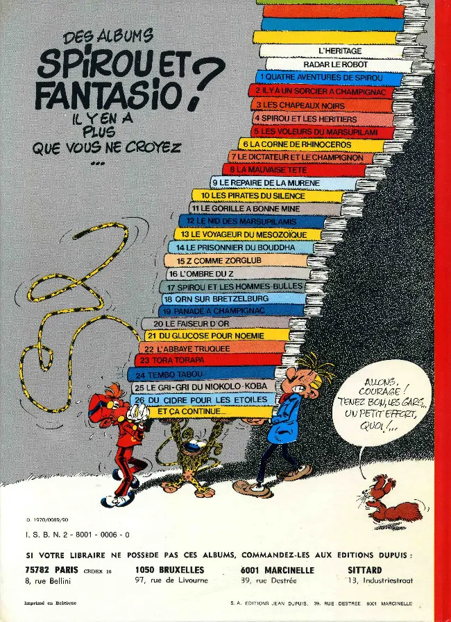 Verso de l'album Spirou et Fantasio Tome 4 Spirou et les héritiers