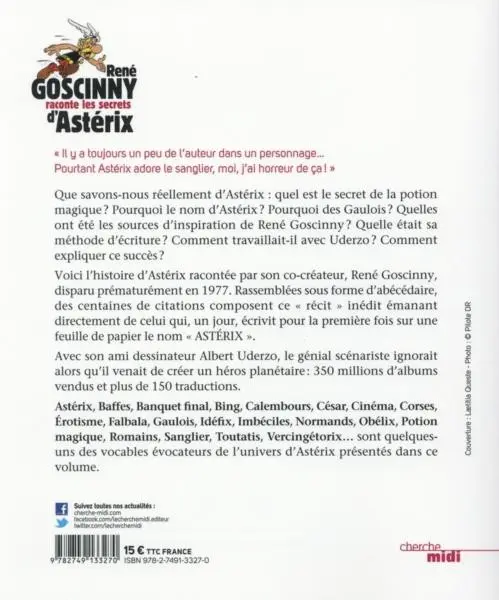 Verso de l'album René Goscinny raconte les secrets d'Astérix