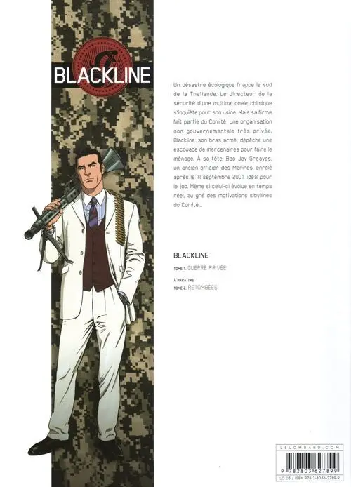 Verso de l'album Blackline Tome 1 Guerre privée