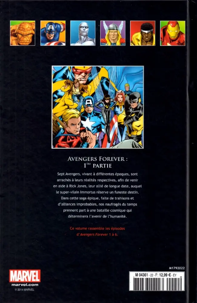 Verso de l'album Marvel Comics - La collection de référence Tome 22 Avengers - Forever, 1ère partie