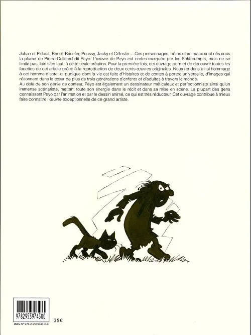 Verso de l'album Pierre Culliford, dit Peyo - La vie et l'œuvre d'un conteur merveilleux