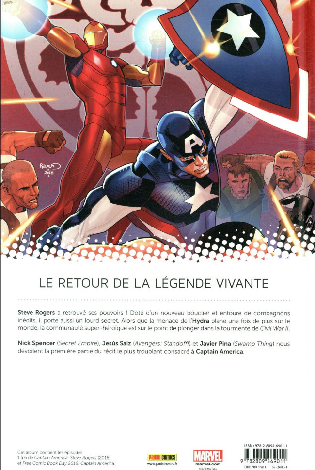 Verso de l'album Captain America : Steve Rogers Tome 1 Heil Hydra