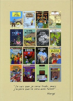 Verso de l'album Tintin Anthologie des parodies, pastiches et hommages