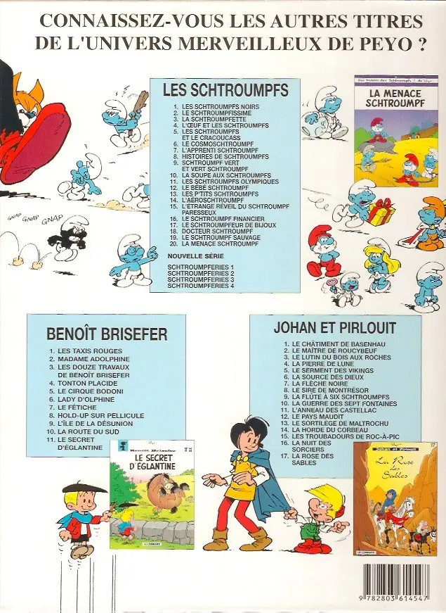 Verso de l'album Les Schtroumpfs Tome 16 Le Schtroumpf financier