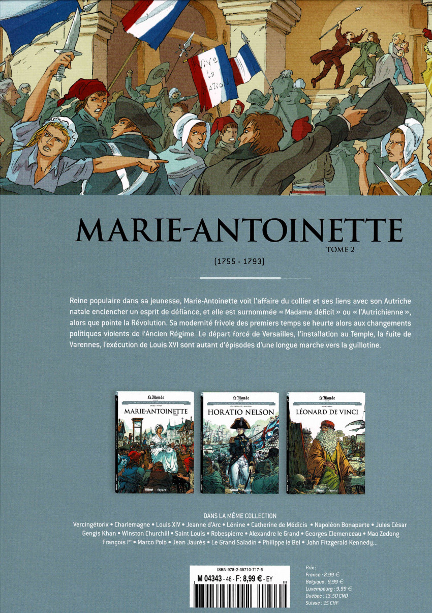Verso de l'album Les grands personnages de l'Histoire en bandes dessinées Tome 46 Marie-Antoinette, tome 2