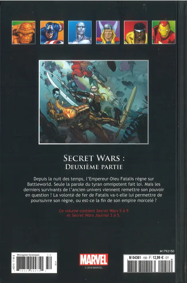 Verso de l'album Marvel Comics - La collection de référence Tome 150 Secret Wars - Deuxième Partie