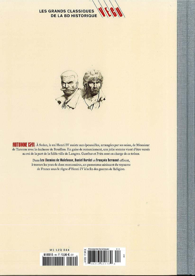 Verso de l'album Les grands Classiques de la BD Historique Vécu - La Collection Tome 45 Les Chemins de Malefosse - Tome VIII : L'Herbe d'oubli