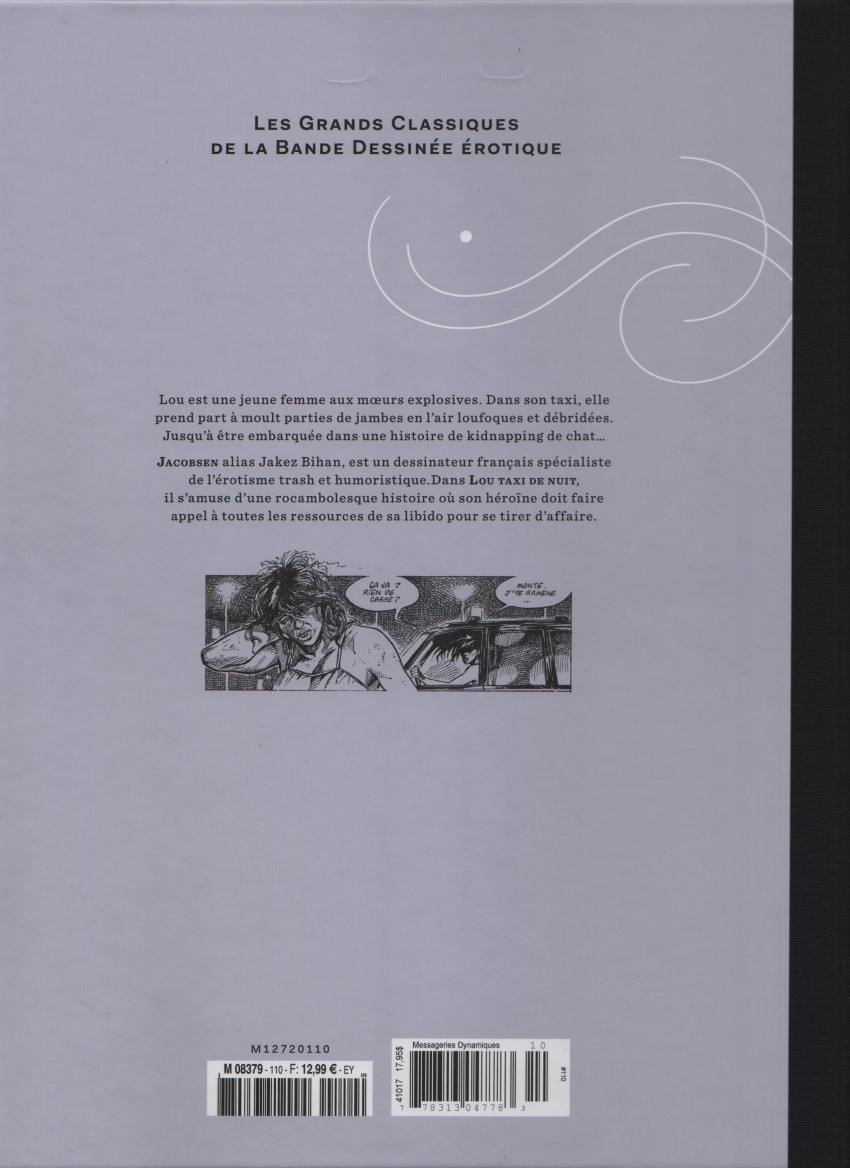 Verso de l'album Les Grands Classiques de la Bande Dessinée Érotique - La Collection Tome 110 Lou taxi de nuit - tome 1