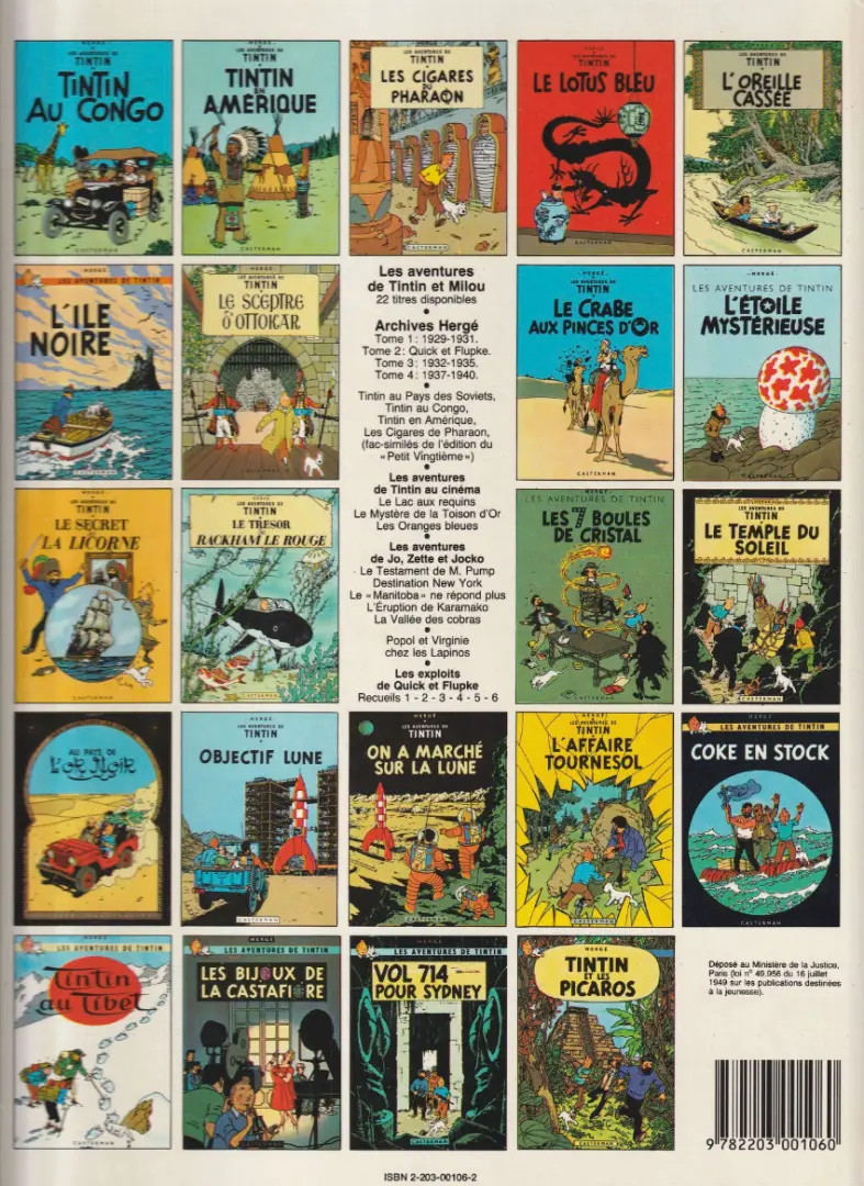 Verso de l'album Tintin Tome 7 L'île noire