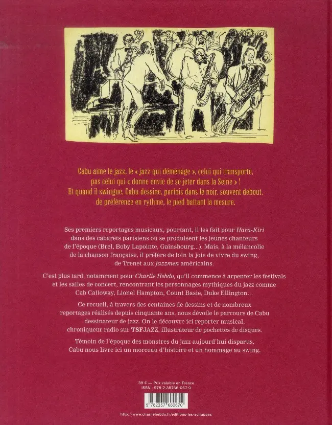 Verso de l'album Cabu Swing Souvenirs & carnets d'un fou de jazz