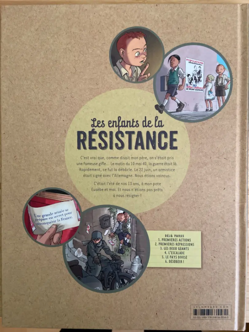 Verso de l'album Les Enfants de la Résistance Tome 1 Premières actions