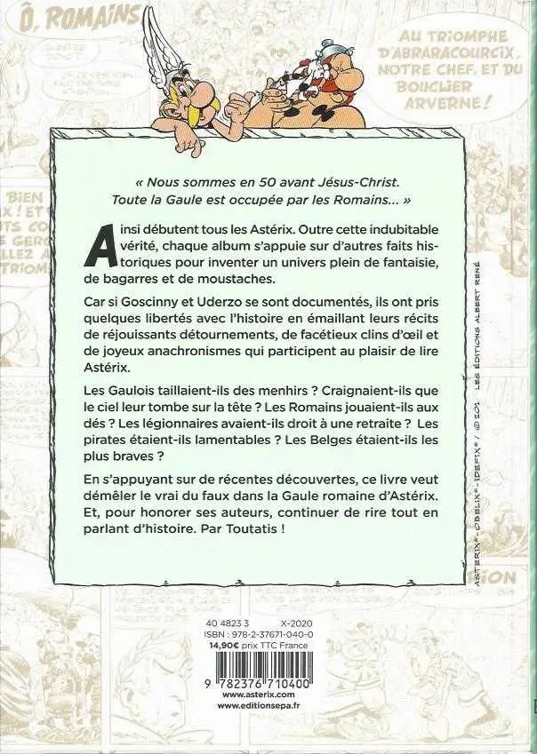 Verso de l'album Astérix Les vérités historiques expliquées