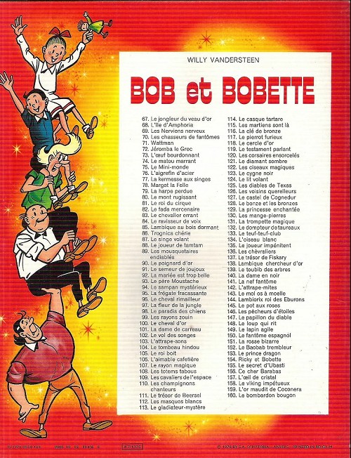 Verso de l'album Bob et Bobette Tome 94 Le sampan mysterieux