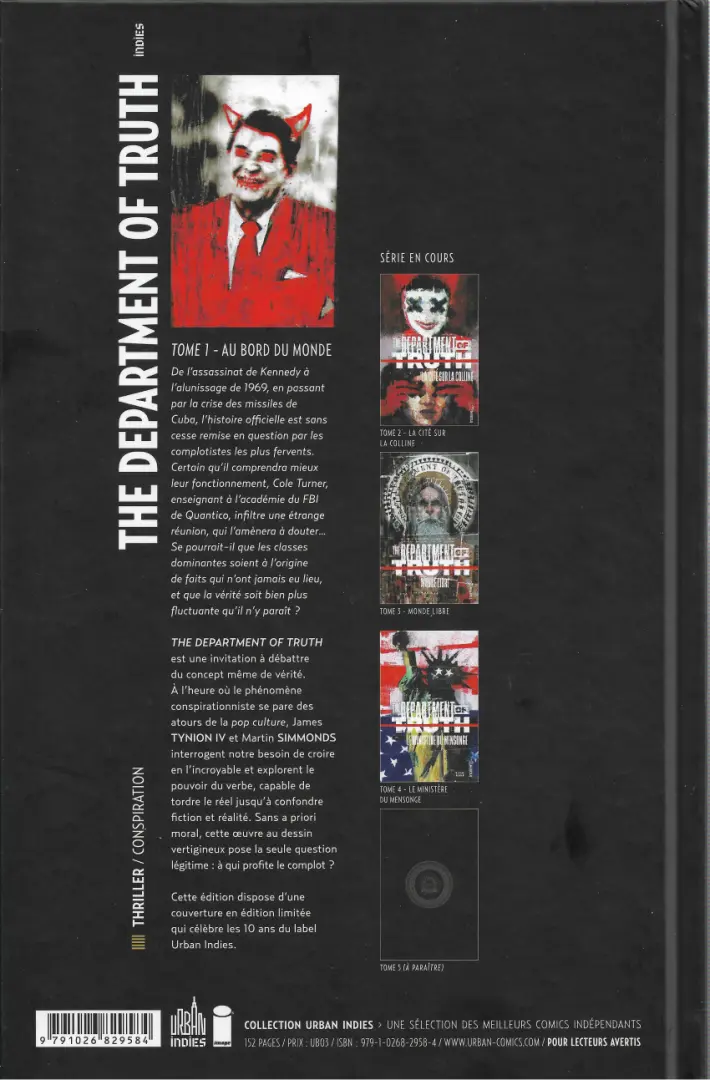 Verso de l'album The department of Truth Tome 1 Au bord du monde