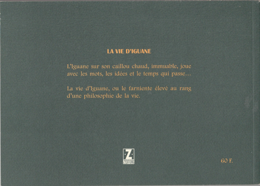 Verso de l'album La vie d'iguane