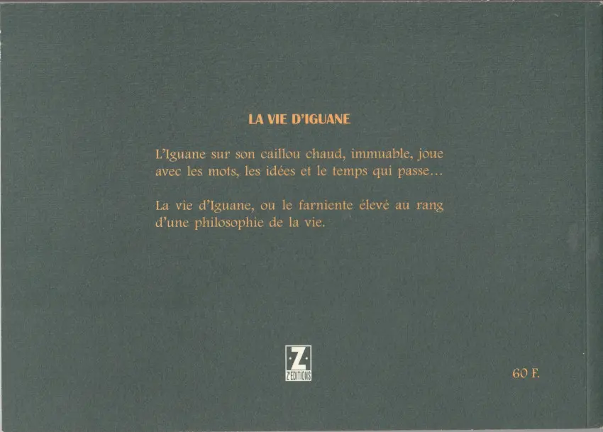 Verso de l'album La vie d'iguane
