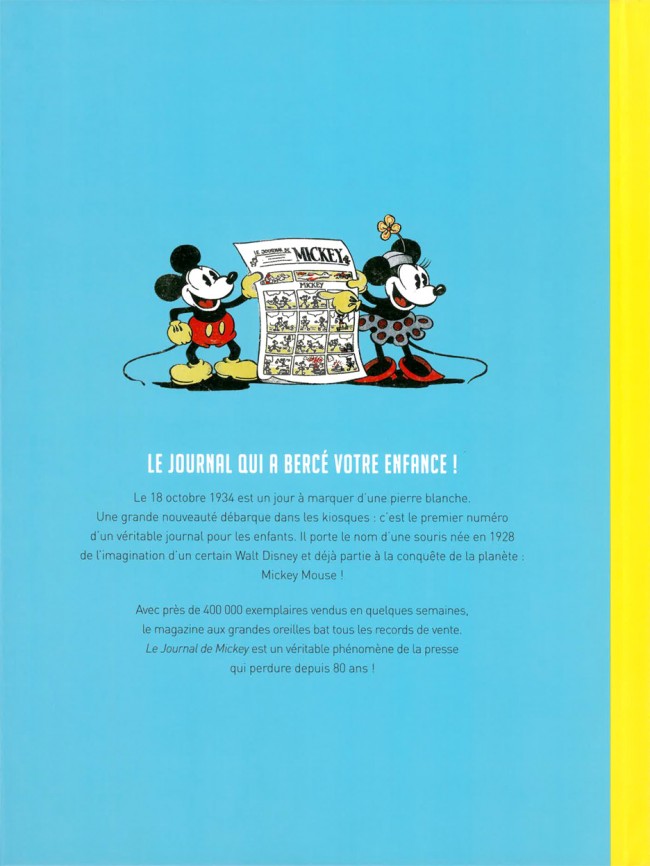 Verso de l'album La Grande Histoire du Journal de Mickey De 1934 à nos jours