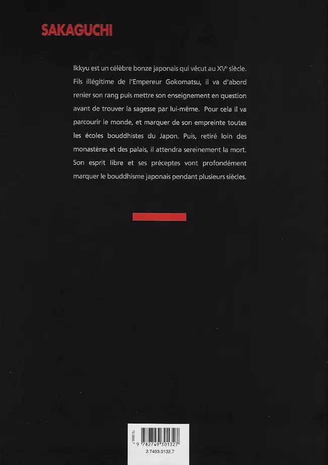 Verso de l'album Ikkyu Vents d'Ouest Tome 3