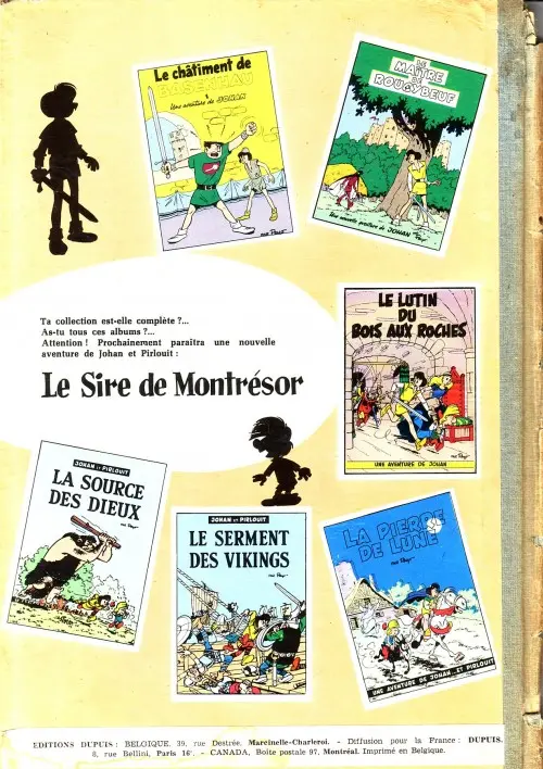 Verso de l'album Johan et Pirlouit Tome 7 La flèche noire