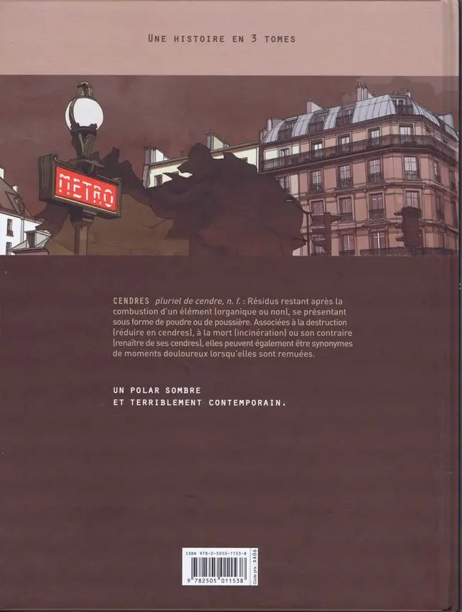 Verso de l'album Metropolitan Tome 3 Cendres