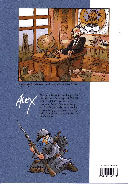 Verso de l'album Alex - Dessins de presse Feu à volonté - Dessins de presse 2013-2014