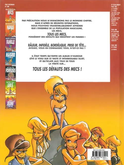 Verso de l'album Jim et ses copains Tome 1 Tous les défauts des mecs
