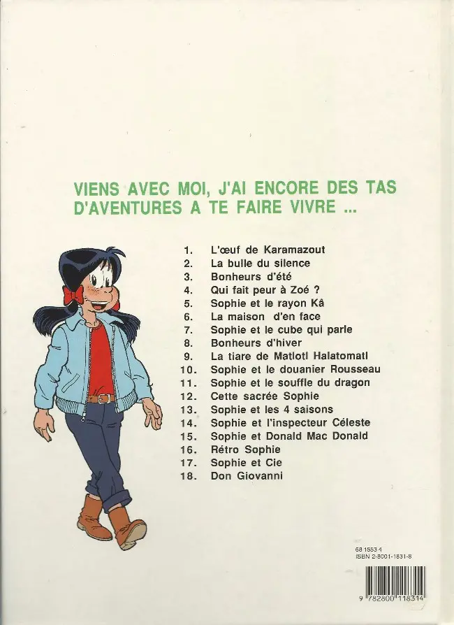 Verso de l'album Sophie Tome 2 La bulle du silence