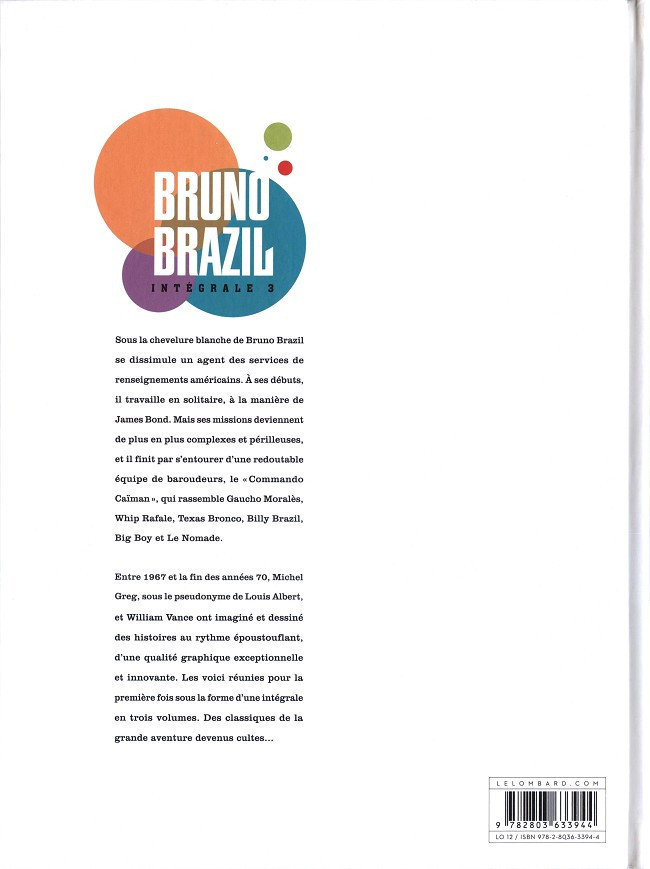 Verso de l'album Bruno Brazil Intégrale 3