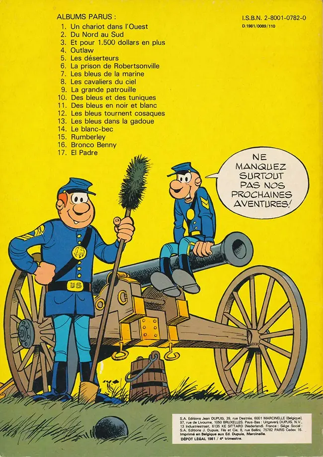 Verso de l'album Les Tuniques Bleues Tome 18 Blue Retro