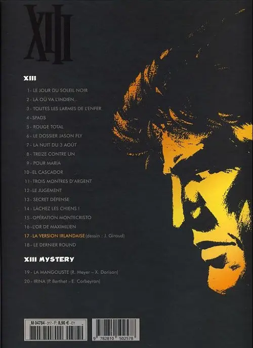 Verso de l'album XIII Tome 17 La version Irlandaise