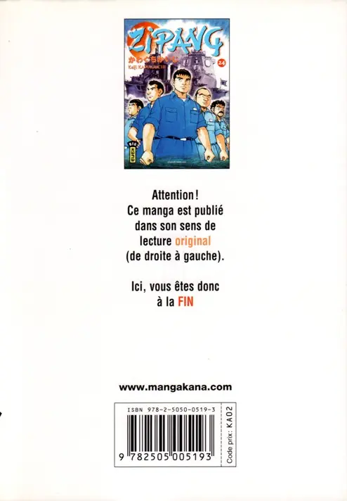 Verso de l'album Zipang 24