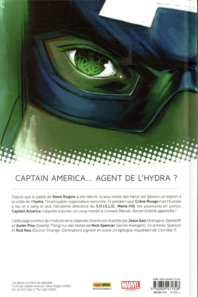 Verso de l'album Captain America : Steve Rogers Tome 2 Le Procès de Maria Hill