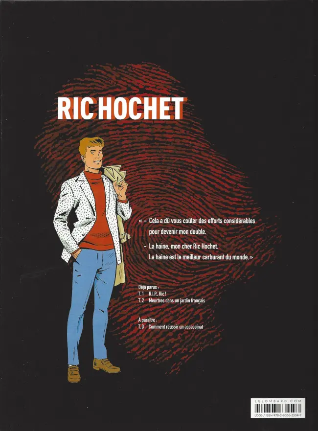 Verso de l'album Les nouvelles enquêtes de Ric Hochet Tome 1 R.I.P., Ric !
