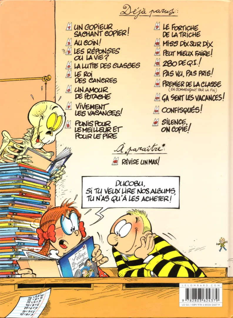 Verso de l'album L'Élève Ducobu Tome 14 Premier de la classe