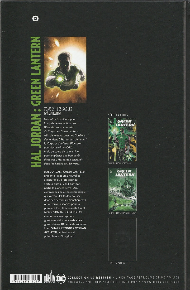Verso de l'album Hal Jordan : Green lantern Tome 2 Les sables d'émeraude
