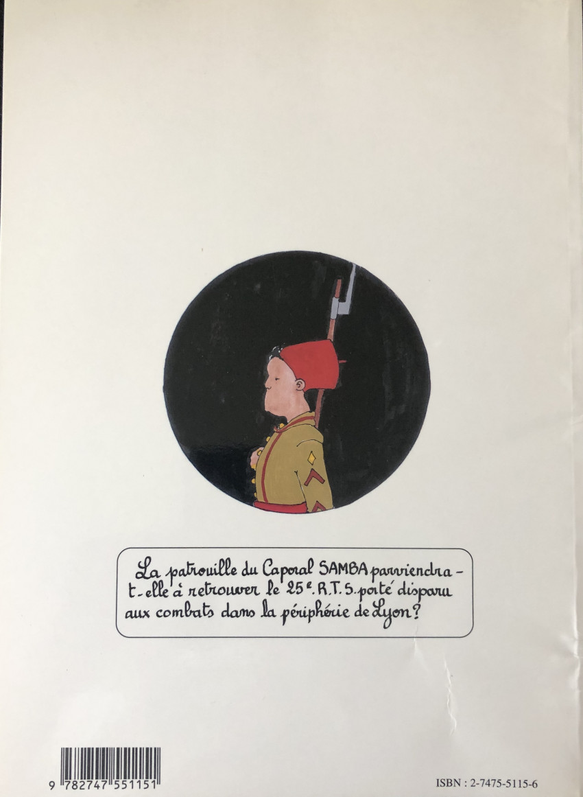 Verso de l'album La patrouille du Caporal Samba Tome 1 Tirailleurs Sénégalais à Lyon