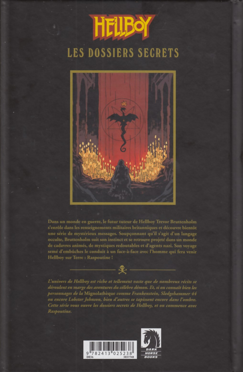 Verso de l'album Les Dossiers secrets de Hellboy 1 Raspoutine