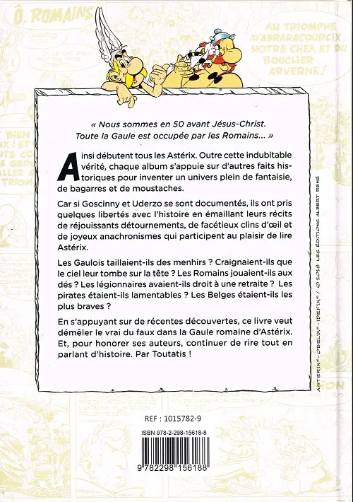 Verso de l'album Astérix Les vérités historiques expliquées