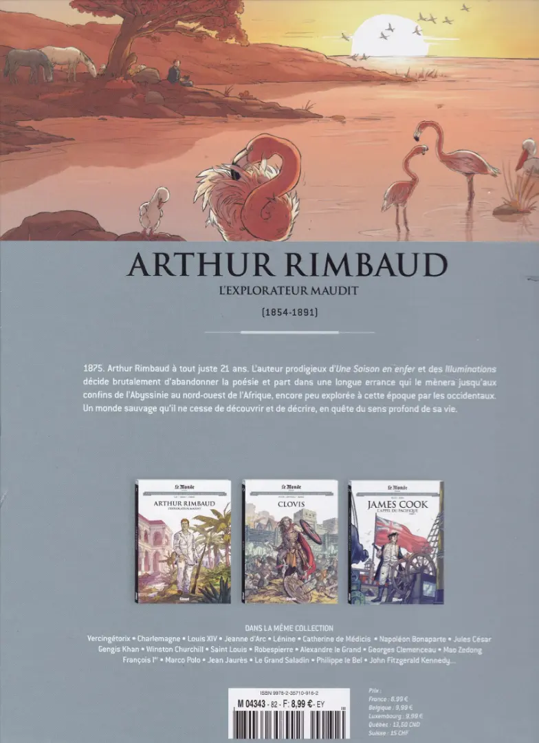 Verso de l'album Les grands personnages de l'Histoire en bandes dessinées Tome 82 Arthur Rimbaud- L'explorateur maudit
